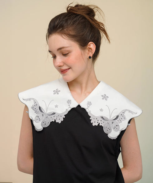 Butterfly Embroidery Collar Blouse