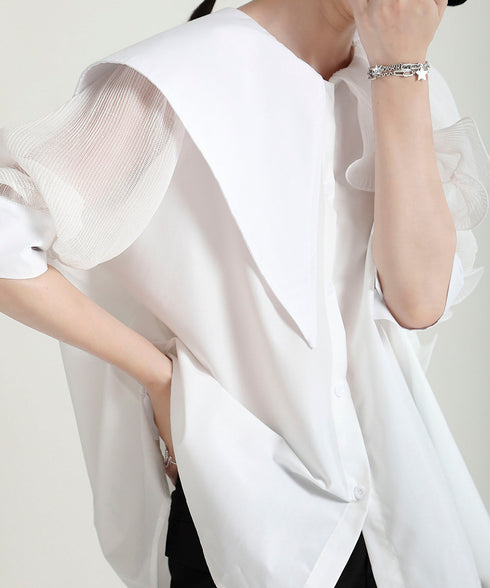 Ruffle Pleated Short Blouse