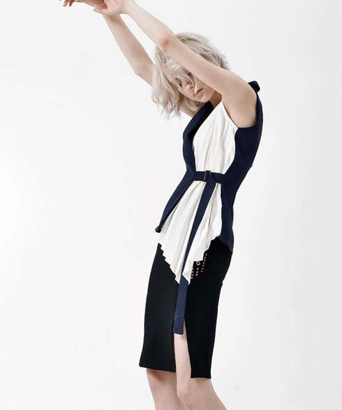 Bicolor docking pleated shirt vest