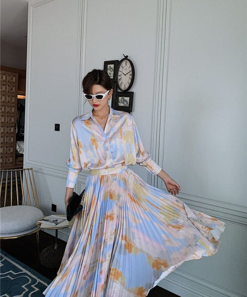 Pastel Flow Pleated Skirt