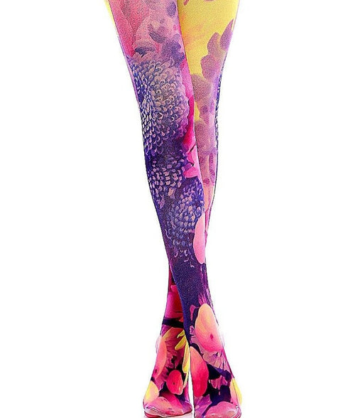 Vivid Floral Print Tights
