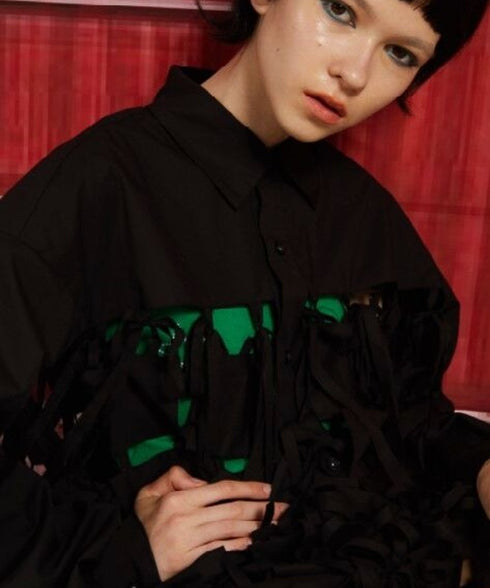 Patchwork Hollow Long Blouse