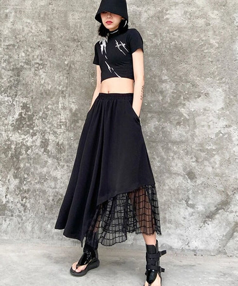 Layered Mesh Hem Skirt