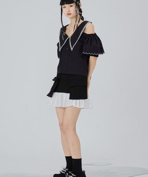 millet open shoulder blouse