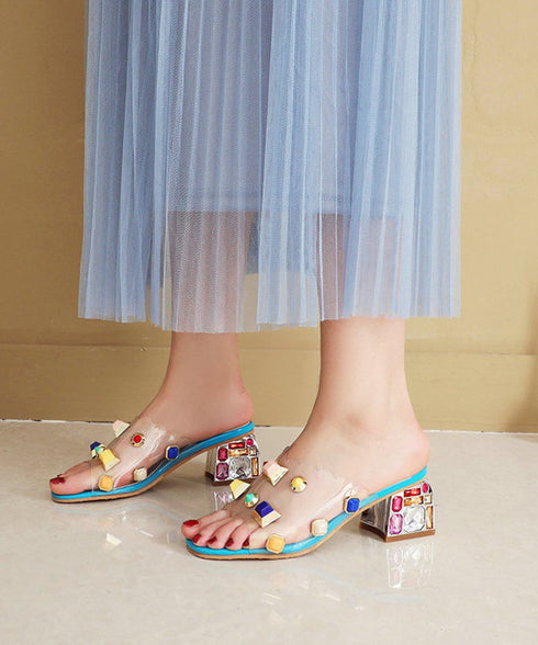 Multi Stone Clear Heel Sandals