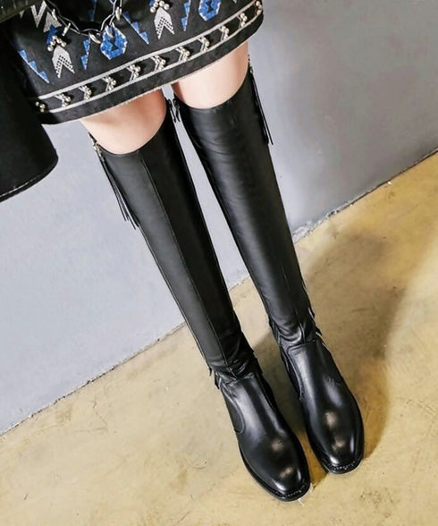 Dual Buckle Over Knee Boots