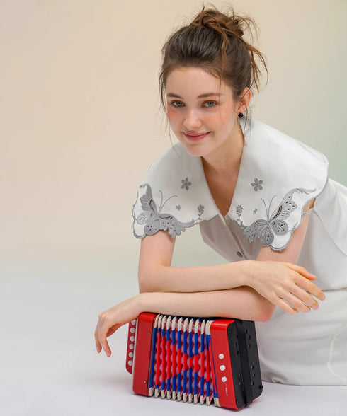 Butterfly Embroidery Collar Blouse