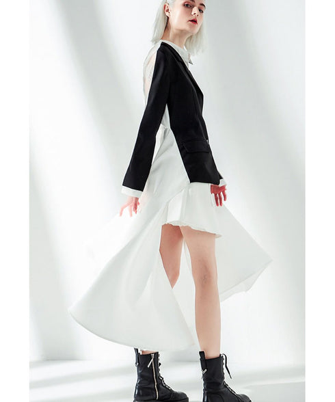 bicolor back long anorak