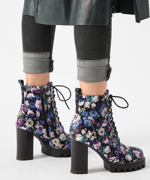 Gradient Flower Platform Boots