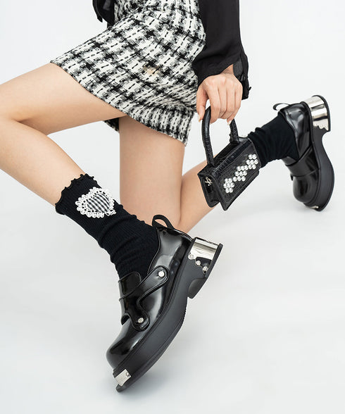 Metal Plate Platform Loafers