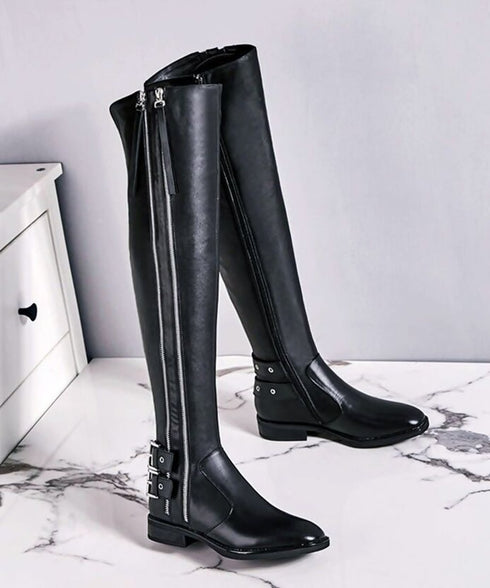 Dual Buckle Over Knee Boots