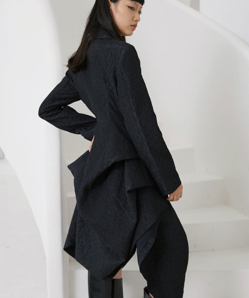 Heart Button Draped Coat