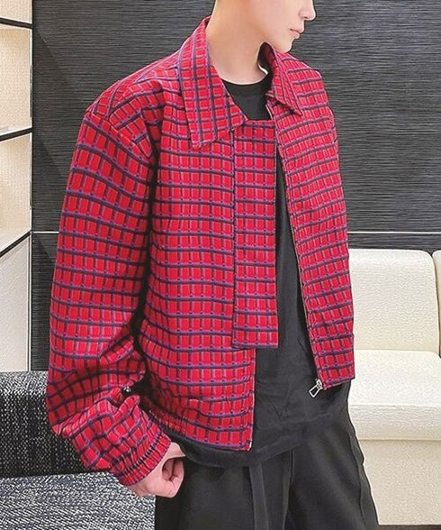 Red Check Zip Jacket