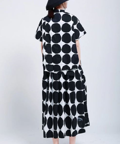 monochrome polka dot skirt