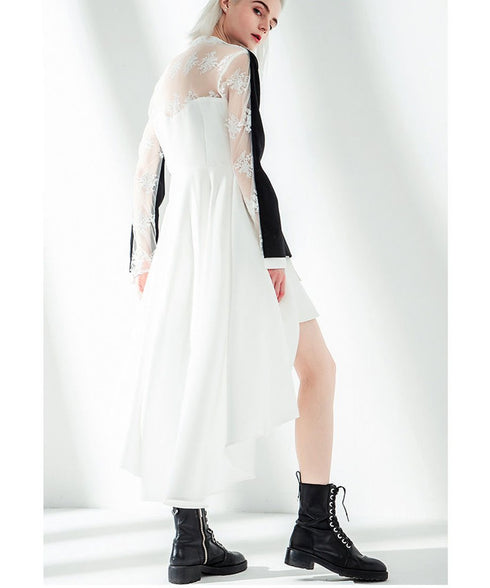 bicolor back long anorak