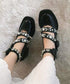 Studded Flower Strap Shoes