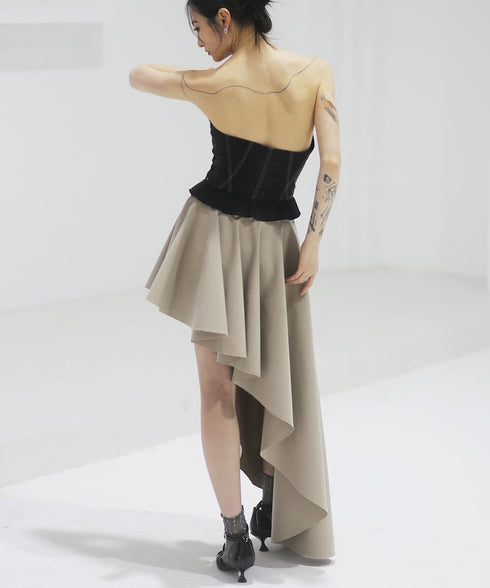 Asymmetric Untrimmed Skirt