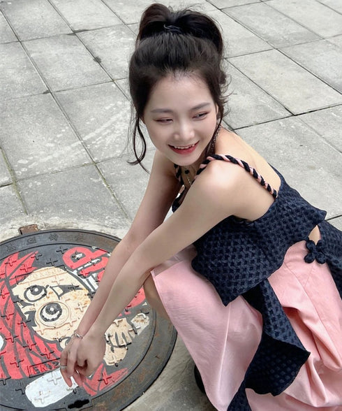 Ripple-fabric Ruffle Dress