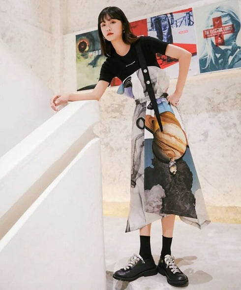 Planet One-shoulder Dress