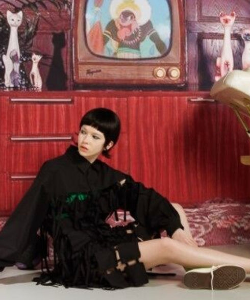 Patchwork Hollow Long Blouse