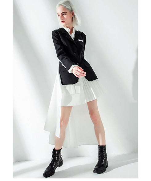 bicolor back long anorak