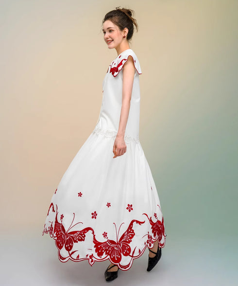 Butterfly Embroidery Collar Blouse