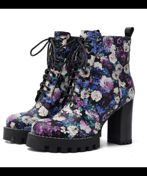 Gradient Flower Platform Boots