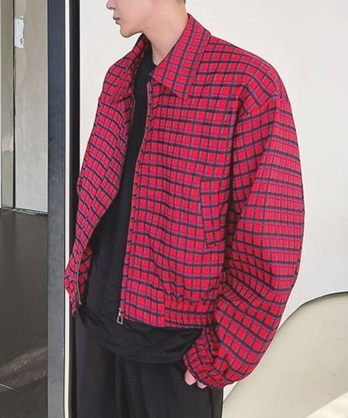 Red Check Zip Jacket