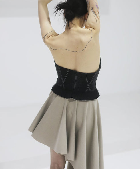 Asymmetric Untrimmed Skirt