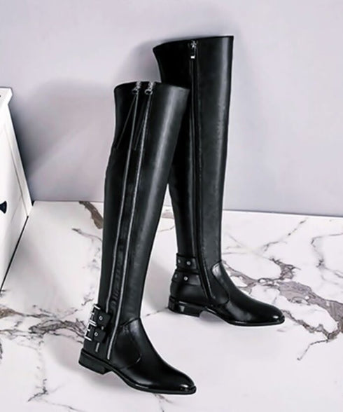 Dual Buckle Over Knee Boots