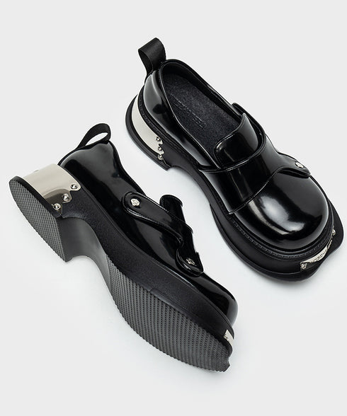 Metal Plate Platform Loafers