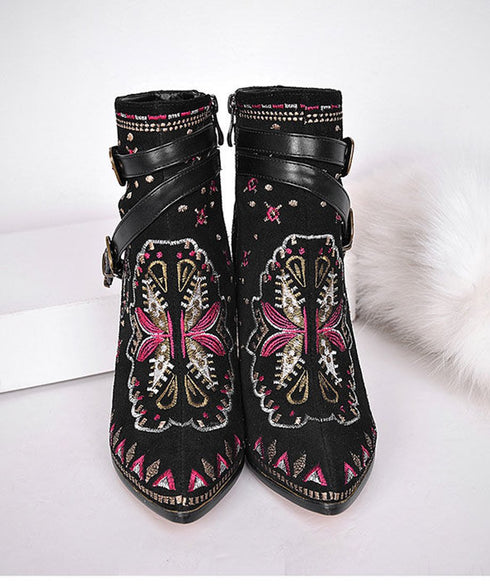 Embroidery Ankle Boots