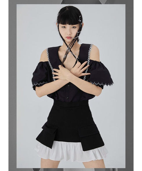 millet open shoulder blouse