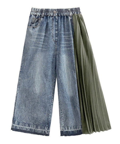 Side Pleat Denim Pants