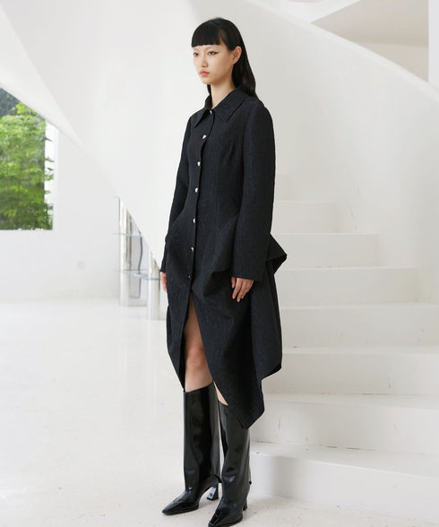 Heart Button Draped Coat