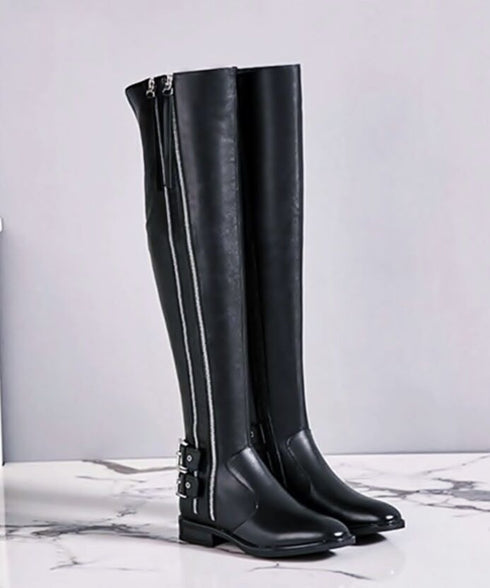 Dual Buckle Over Knee Boots