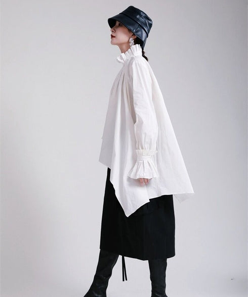 Pleated Asymmetric Volume Blouse