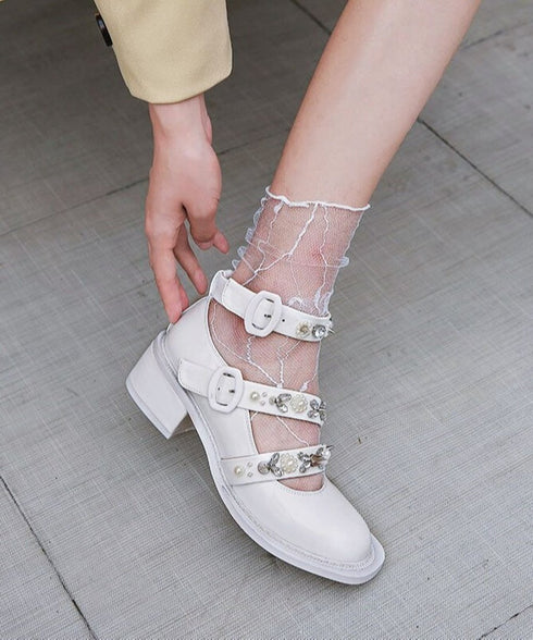 Studded Flower Strap Shoes