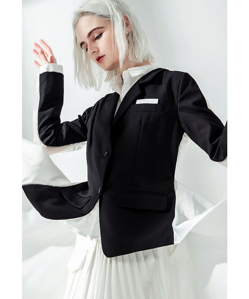 bicolor back long anorak