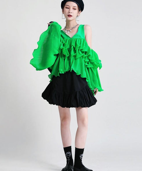 Curved Frill Short Skirt