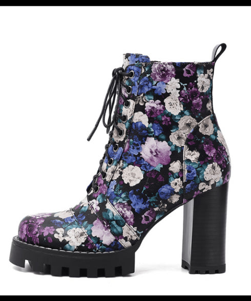 Gradient Flower Platform Boots