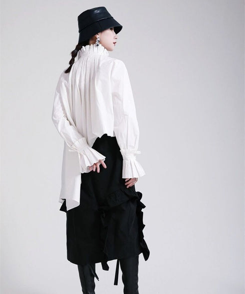 Pleated Asymmetric Volume Blouse