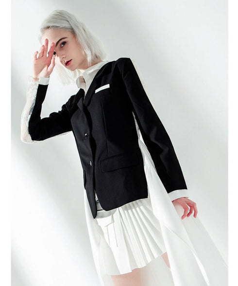 bicolor back long anorak