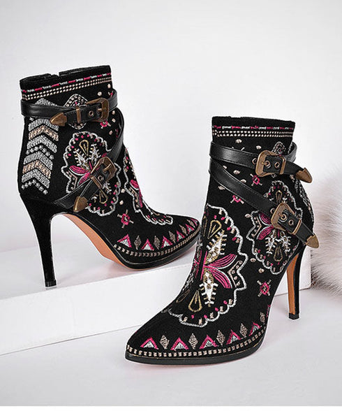 Embroidery Ankle Boots