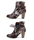 Vintage Floral Pattern Ankle Boots