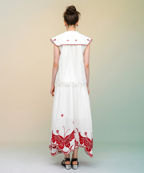 Butterfly Embroidery Collar Blouse