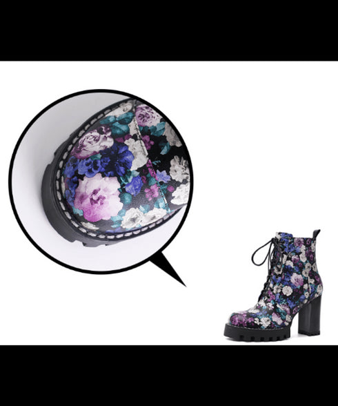 Gradient Flower Platform Boots