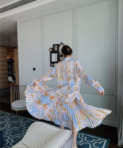 Pastel Flow Pleated Skirt