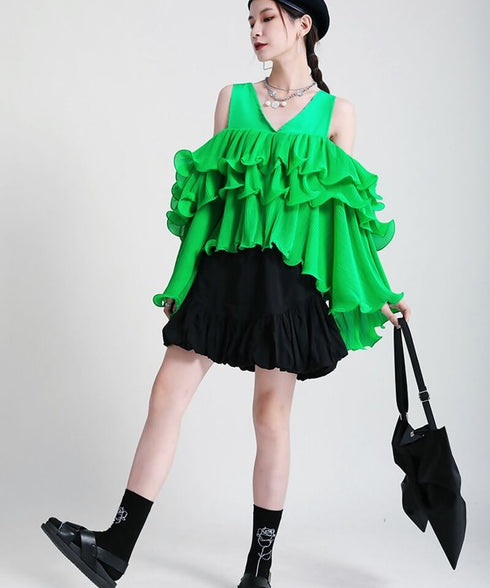 Curved Frill Short Skirt