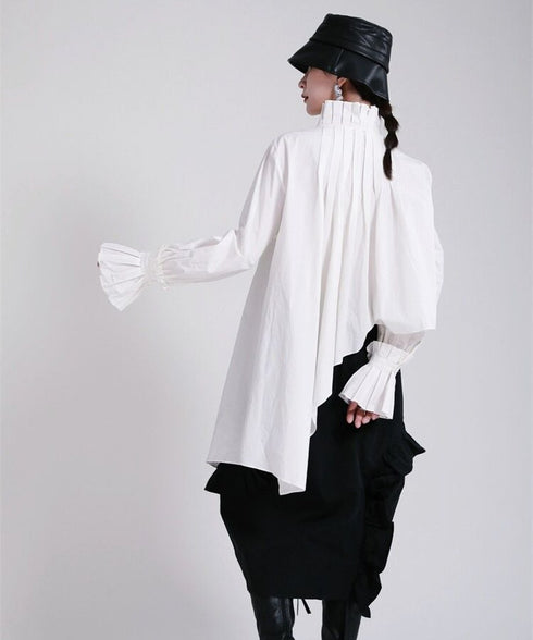 Pleated Asymmetric Volume Blouse